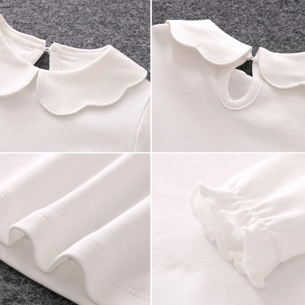 С длинным рукавом Осенняя футболка Детские Хлопок Весна 2018 Белый Вечерние