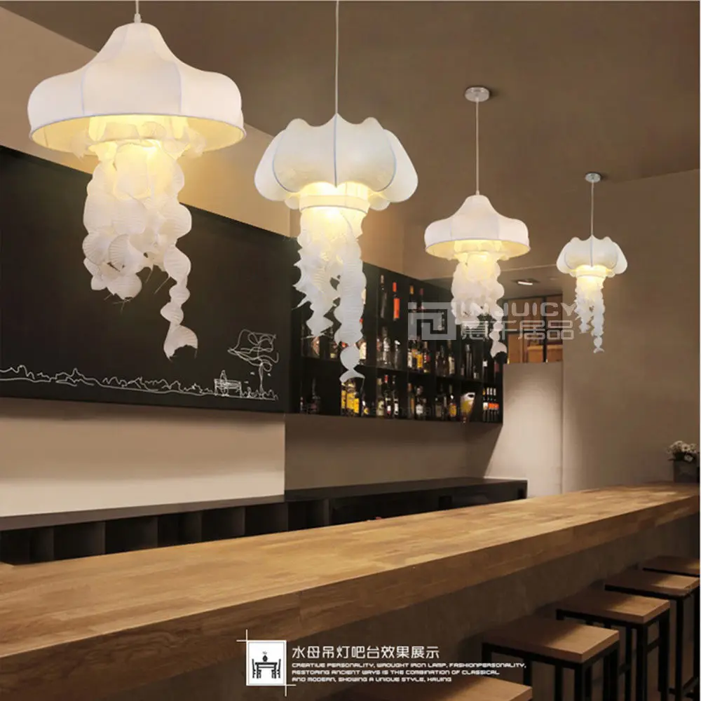 Современная шелковая ткань Медузы Лофт коридор подвесной светильник Droplight