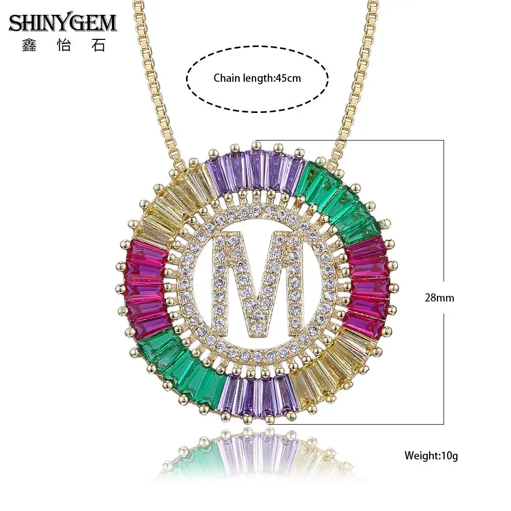 ShinyGem модное богемное A-Z ожерелье с буквенным принтом большой круглый фианит