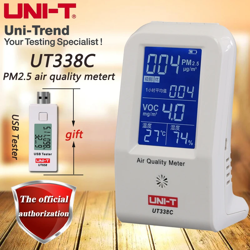 UNI T UT338C измеритель качества воздуха детектор PM2.5 монитор влажности/температуры с