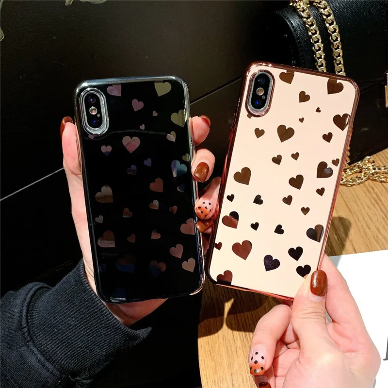 Glitter Love Heart Case For iPhone 7 8 6 6s Plus Bling Powder Phone Cases X XR Xsmax Hard PC Back Cover Coque |