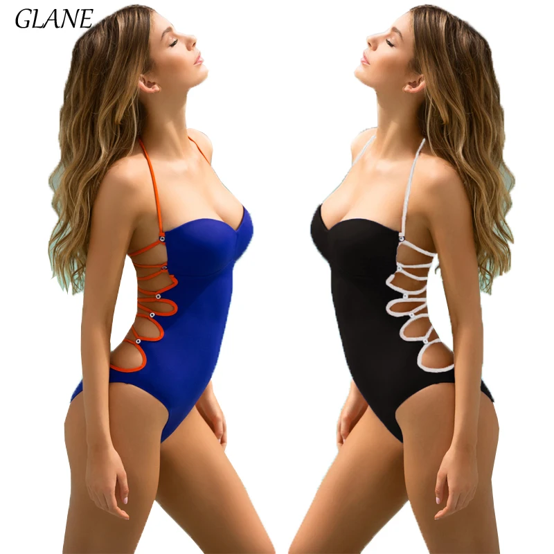 Новинка сексуальный женский Одноцветный бандажный купальник бикини пуш ап 2017