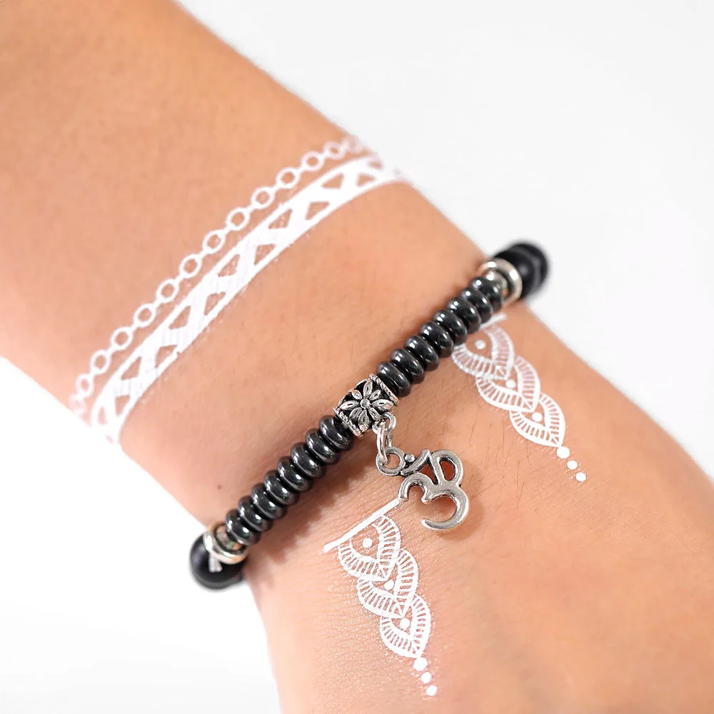 DAXI Classic OM Rune Strand браслеты для йоги &amp Bangles мужчин и женщин черный магнит из