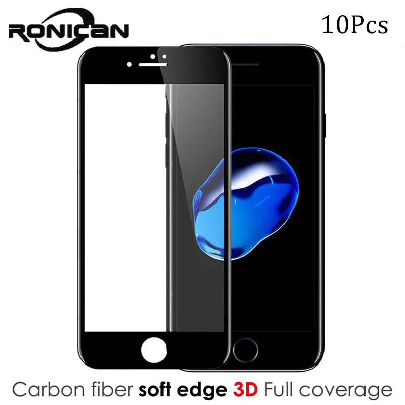 

10 Pcs For iPhone Xs 6 7 Plus Phone Screen Protector Film 9H 3D Curved Carbon Fiber Soft Edge Tempered Glass For iPhone 8 8 Plus