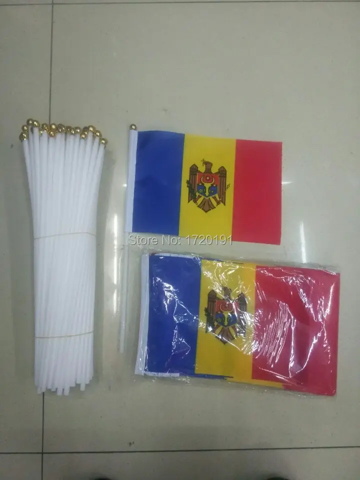 100 шт./лот рекламный оптовый флаг allSme молдовский ручной машущий Национальный 14*21