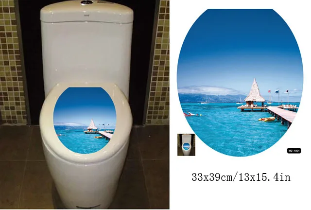 [Fundecoration] Водонепроницаемая синяя морская наклейка на унитаз для украшения