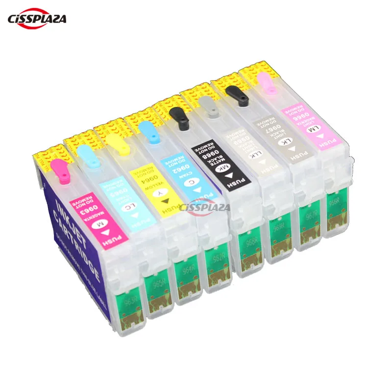 

CISSPLAZA R2880 96 T096 T0961 Refillable ink Cartridges compatible for EPSON R2880 8pcs