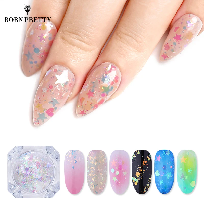 Круглые Радужные Блестки BORN PRETTY абразивный цвет блестки для ногтей порошок