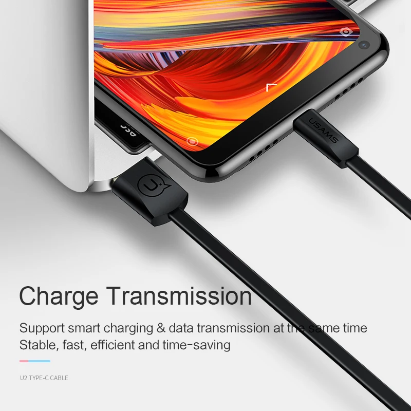 Кабель USB Type C USAMS 3 шт. плоский кабель для синхронизации данных Samsung S 10 9 8 Honor Huawei