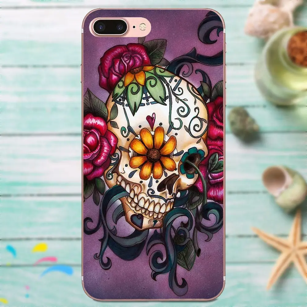 Wooden Sugar Skull Colors For Apple iPhone 4 4S 5 5C 5S SE 6 6S 7 8 Plus X XS Max XR TPU Original | Мобильные телефоны и