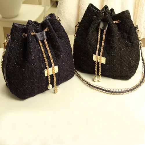 Bags Handbags Women Famous New Coarse Plaid Chain Bucket Bag One Shoulder Cross-body Handbag Tote | Багаж и сумки