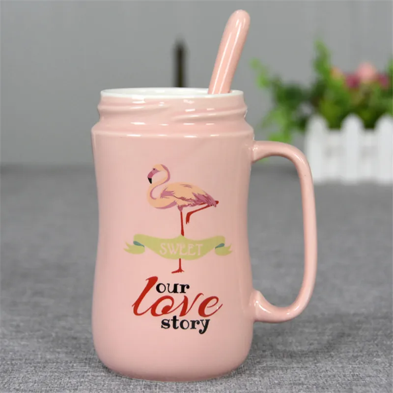 Joyclad новые милые розовые Фламинго Керамика стакана воды с крышкой Кофе Чай кружка
