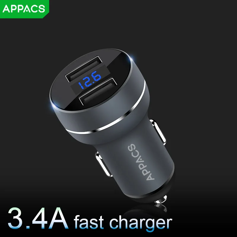 APPACS двойной Переходник USB для зарядки в машине универсальный Смарт 5V 3.4A Быстрая