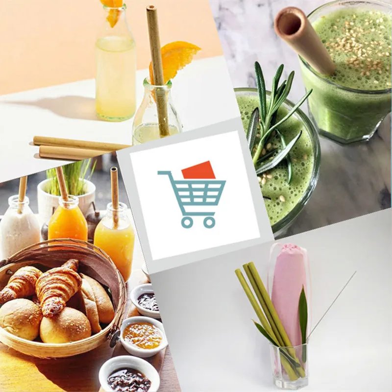 10Pcs/lot Bamboo Drinking Straws Reusable Organic Bamboo Straw Set with Brush Bag 23cm Wood Bamboe Straws Drinking For Party