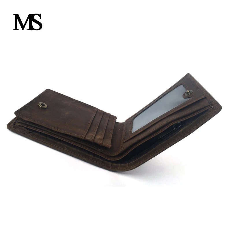 Кошелек MS винтажный из натуральной кожи для мужчин с карманом на молнии TW1661 |