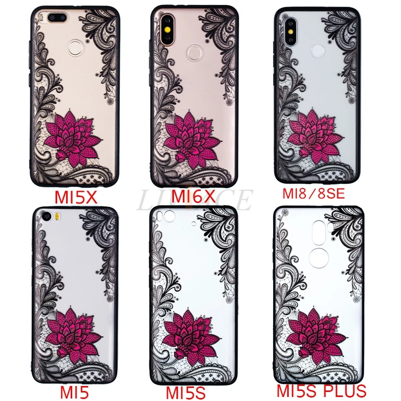case for xiaomi MI 8 SE 8SE 5 5S plus 5X A1 6X A2 women 3D relief lace flower tpu silicone hard cover xiomi MI5 MI5X MI6X coque |