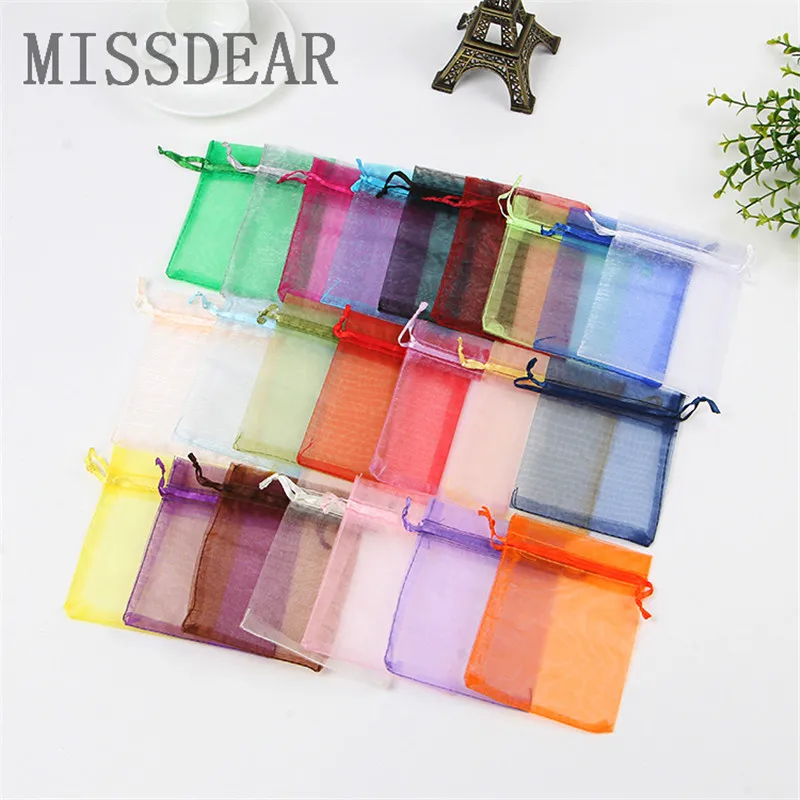 

100Pcs/Lot 17x23cm Organza Bags Drawable Jewelry Display Pouches Wedding Favor Cosmetics Jewelry Packaging Bags Tulle Gift Bag