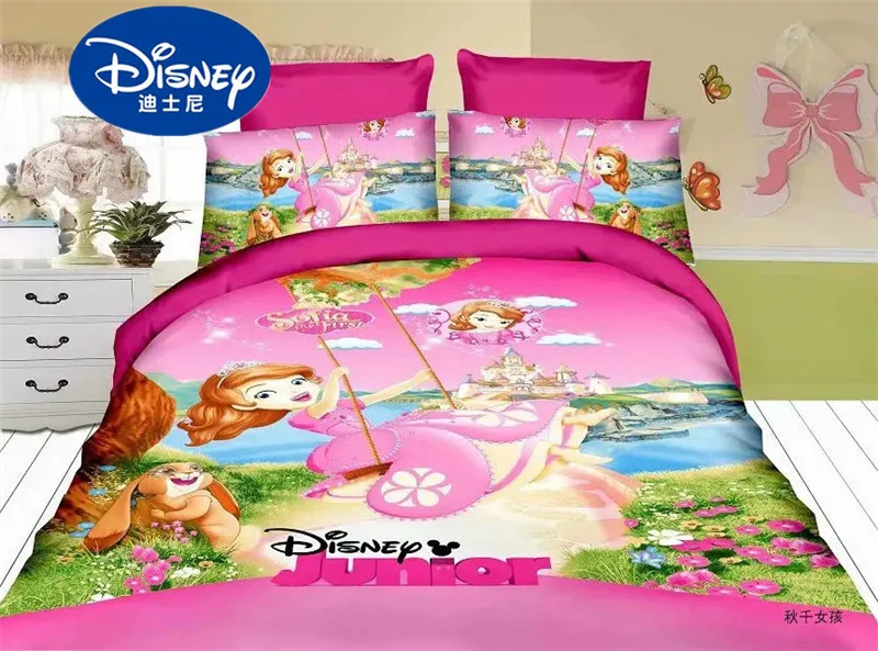 

Disney Cartoon sofia Princess Kids Girls Bedding Set Duvet Cover Bed Sheet Pillow Cases Twin Single 2/3/4 Pieces for 1.2 m Bed