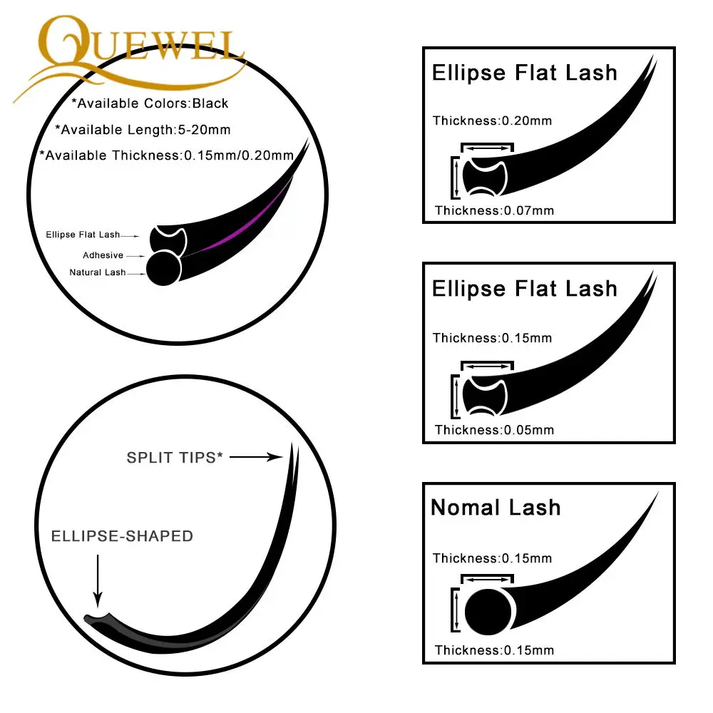 Ellipse плоские ресницы с разрезом для профессионалов мягкие шелковые