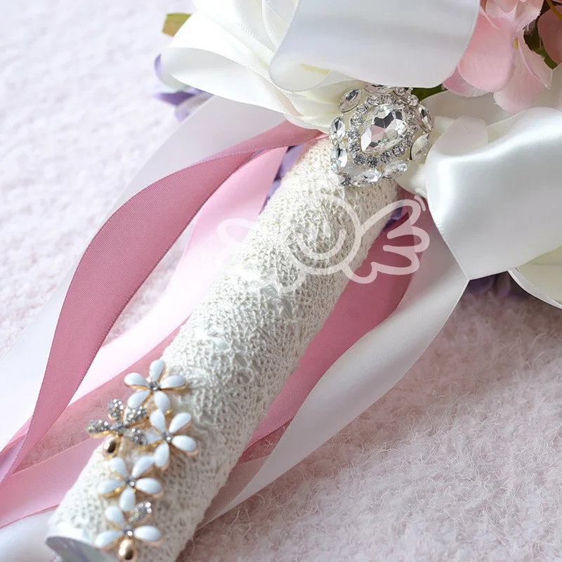 

Bridal bouquet Ribbon Ivory Rose Bridesmaid Wedding Foam flowers Rose Fake Wedding bouquet D466