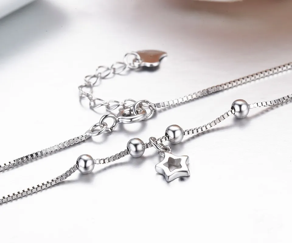 Женский браслет на ногу со звездами из серебра 925 пробы|foot jewelry anklets|anklets for womenjewelry