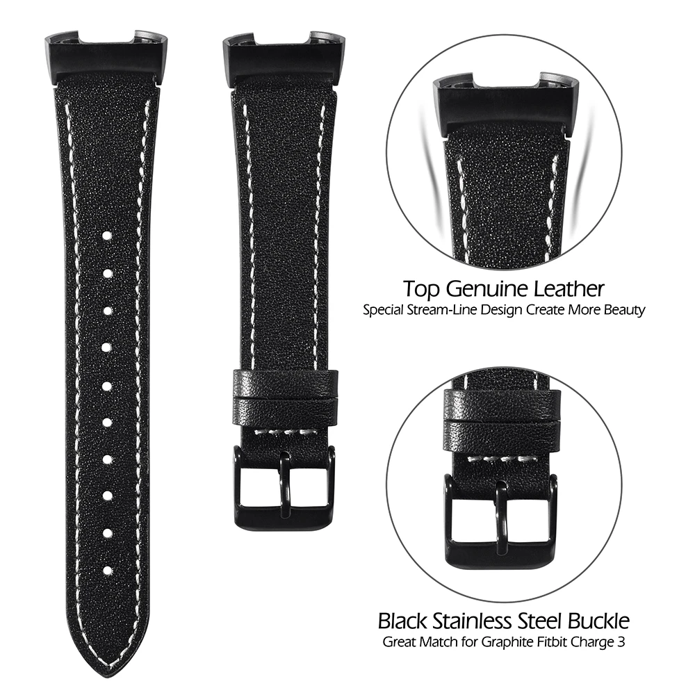 Toyouths замена ремешок для Fitbit Charge 3 полосы тонкие кожаные ремни Группа Смарт-часы для фитнеса для Fitbit заряд 3