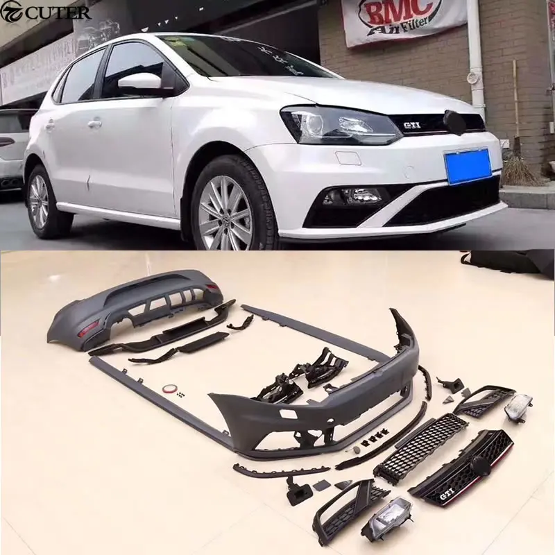 Polo GTI Style PP Неокрашенный автомобильный передний бампер задний диффузор для Volkswagen