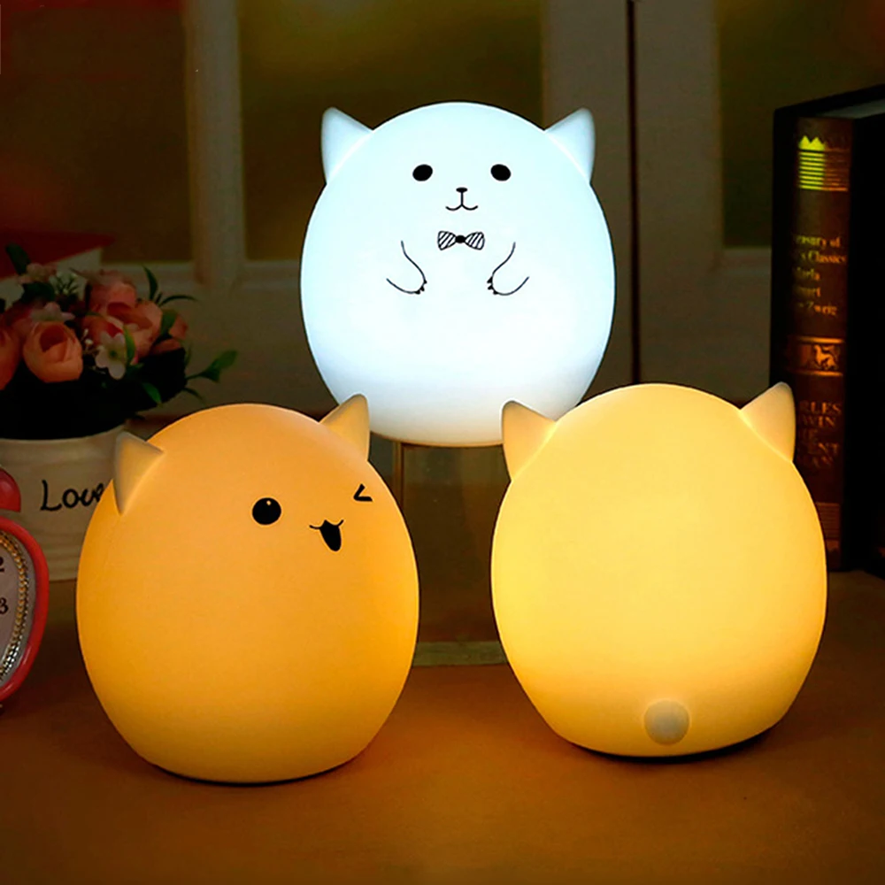 Креативный симпатичный силиконовый ночник с изменением 7 цветов детский