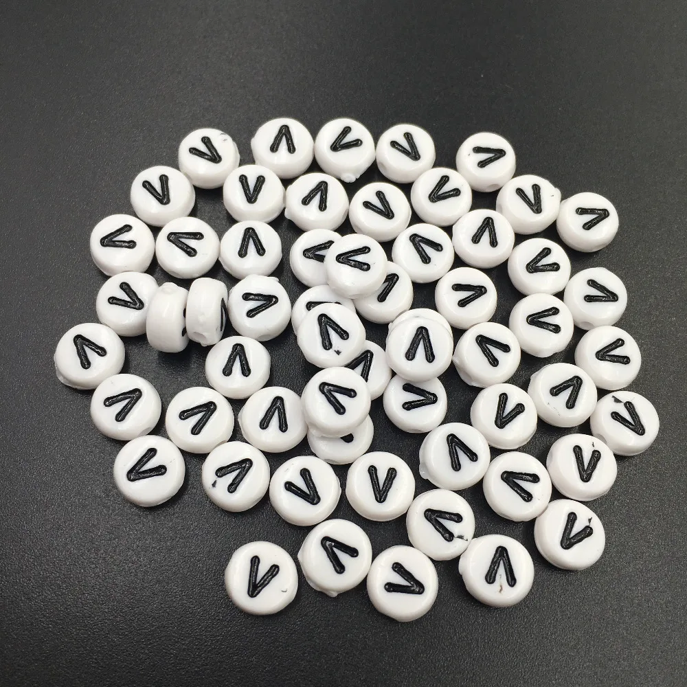 

3600PCS 500pcs Flat Round Coin Shape White Acrylic Plastic 4*7MM Alphabet Beads Mixed A-Z Letter Bracelet Beads