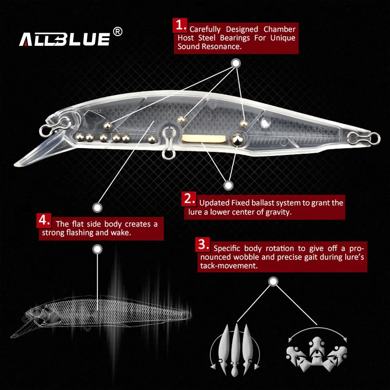 ALLBLUE Новинка 14 1 г 100 мм рыболовные приманки глубина 0 8 м 2 твердая приманка на