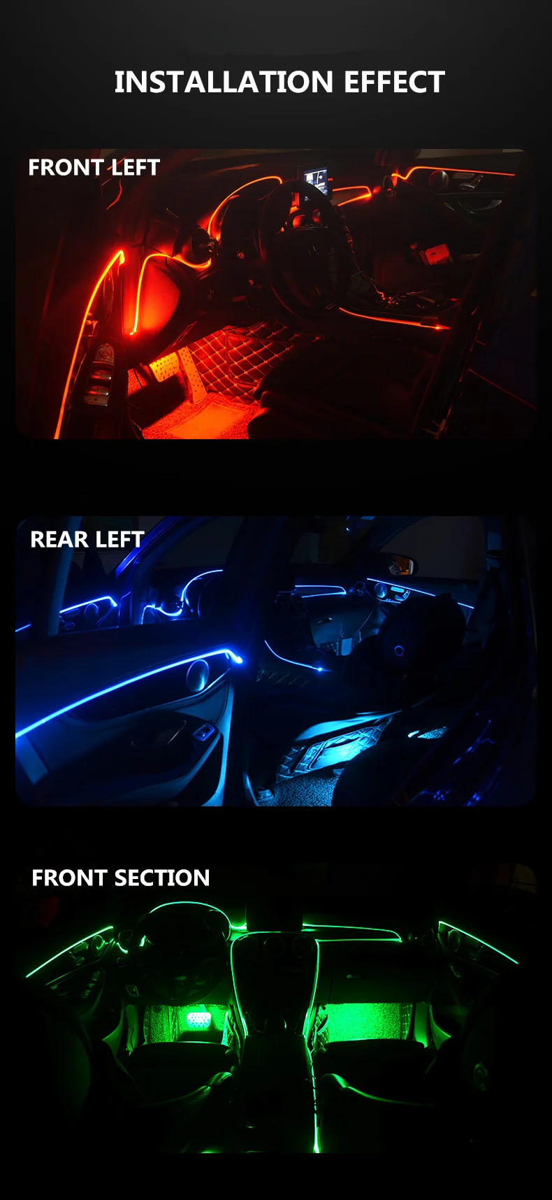 10 в 1 Rgb светодиодный автомобильный пульт дистанционного управления приложение для управления телефоном атмосферный светильник Холодный светильник для ног атмосферный светильник для управления звуком автомобиля