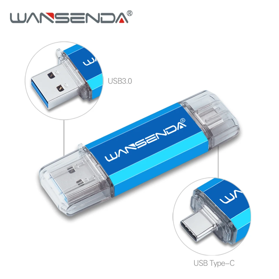 

WANSENDA флеш-накопитель 2 в 1, OTG Type C и флеш-накопитель USB 3,0 128 ГБ, 16 ГБ, 32 ГБ, 64 ГБ, 256 ГБ, 512 ГБ