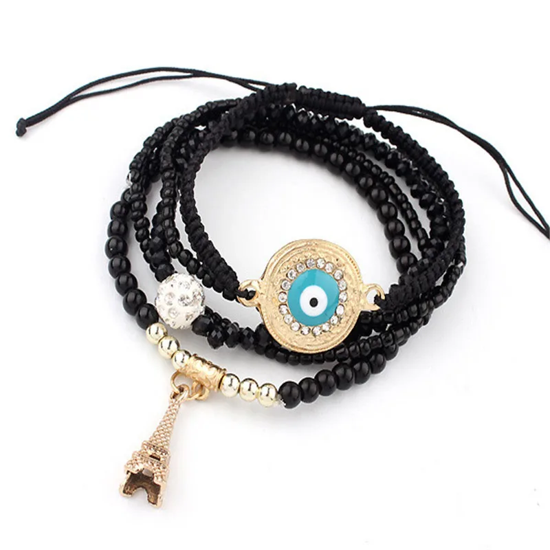 Jooyoo boho ретро сглаза башня этнические подвески канатные браслеты многослойные