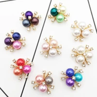 10pcslot 9 colors 20mm pearl rhinestone buttons for craft wedding invitation card diy girl hair bowknot metal decorative button