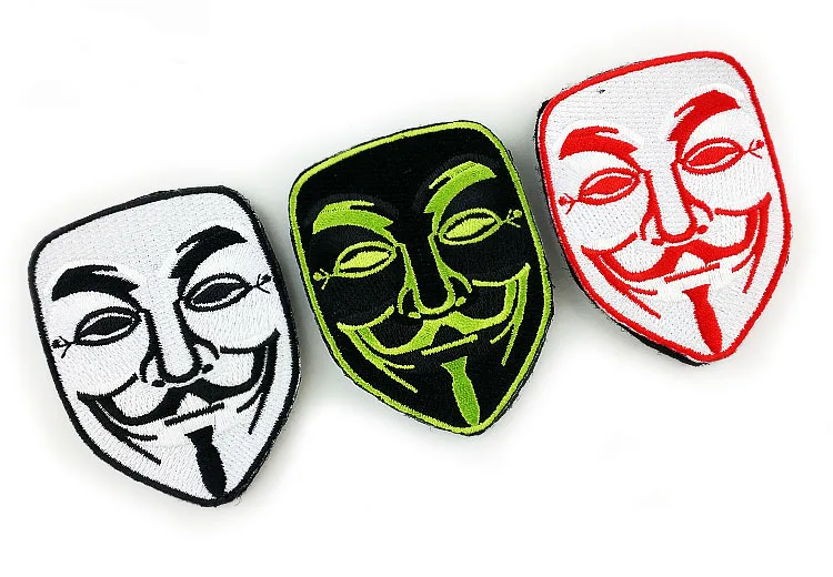 

Embroidered Anonymous V for Vendetta Patch Guy Fawkes Mask military patches tactical badges for backpack vest