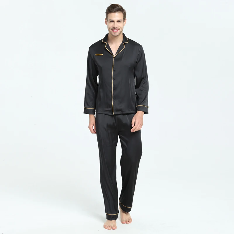 Mens Silky Satin Pajama Sets with Long Pants Sleepwear Home Wear Loungewear for Men | Мужская одежда