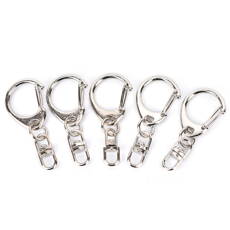 

10pcs Polished Silver Color 50mm Keyring Keychain Split Ring With Short Chain Key Rings Hasps DIY Key Chains Accessories