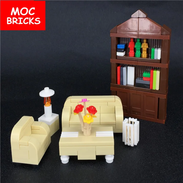 Набор кубики MOC сделай сам набор семейной мебели книжный шкаф и диван модель