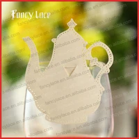 50pcs new arrival wedding decorations place name cards novelty teapot shaped wine glass cards laser cutting paper party favor