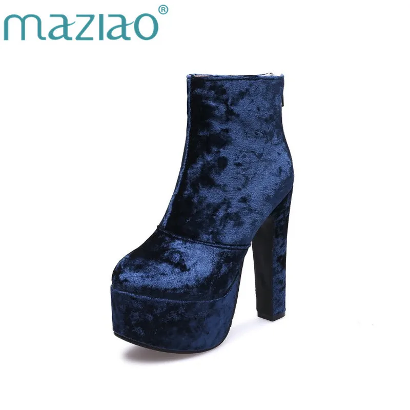 Женские вельветовые ботинки MAZIAO осенне-зимние женские для вечеринок и ночных