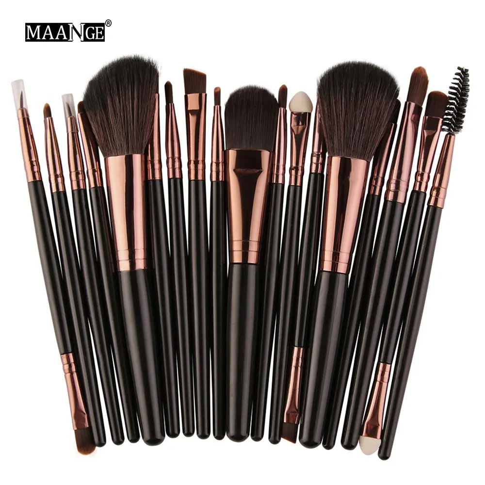 18pcs MAANGE 6/15/18 шт набор кистей для макияжа Косметика тени для глаз, пудры, основы, кисточки для смешивания и нанесения Тональника, подводка для губ Красота Make up набор инструментов - Handle Color: 18pcs