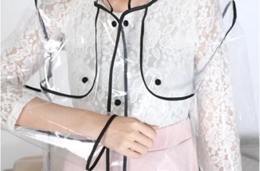 Портативный Женский Прозрачный плотный дождевик с капюшоном из ПВХ/красный