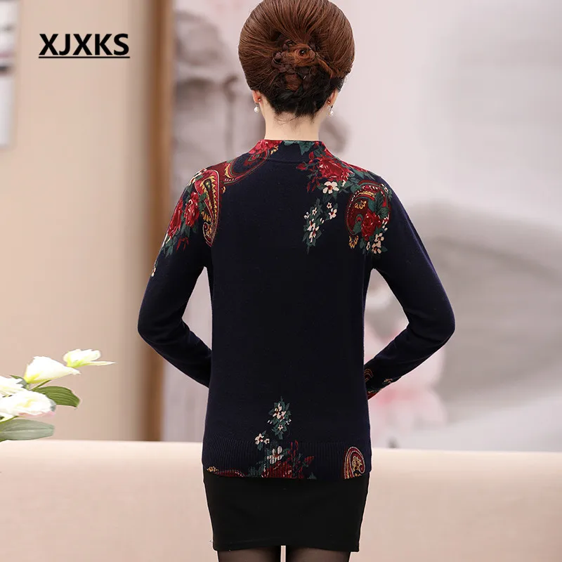 Женский вязаный свитер из шерсти и кашемира с принтом для женщин среднего