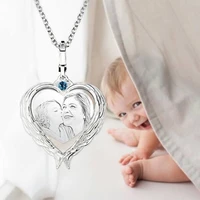 amxiu personalized gift custom 925 silver heart pendant necklace engrave family photo necklace for woman mothers party jewelry