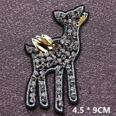 deer Птица Стрекоза пчела Кристалл бисера Вышивка аппликация Ткань свитер Одежда патч наклейки футболка diy украшения - Цвет: deer