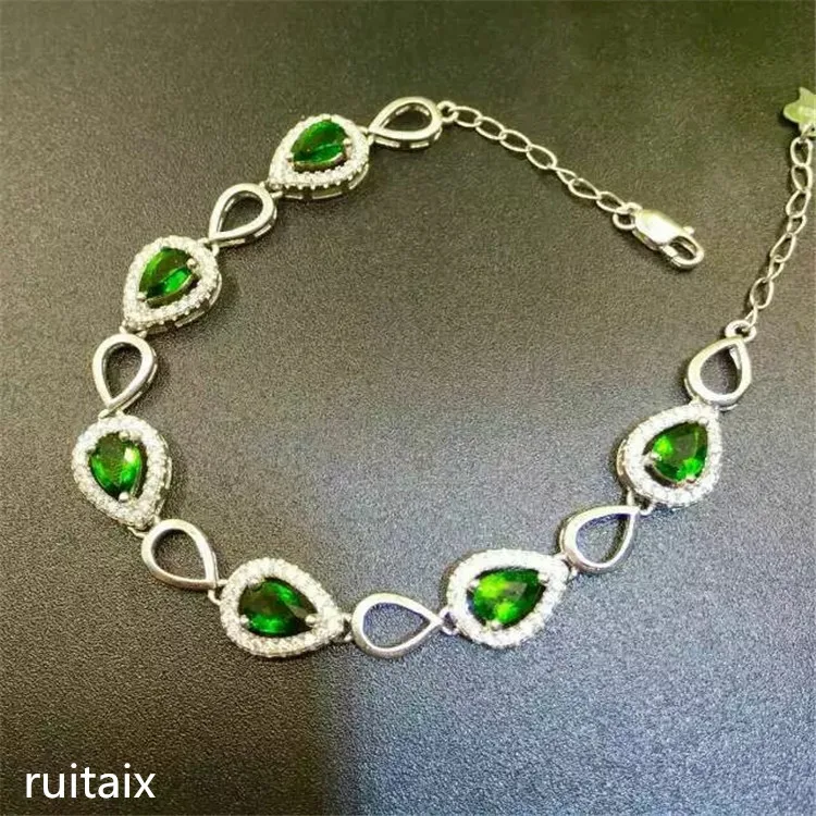 

KJJEAXCMY fine jewelry 925 Pure silver inlay natural shining stone lady style bracelet animal fox cat water drop