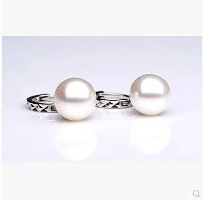 

925 real natural big Special offer buckle natural freshwater pearls earrings earrings round 925 ears