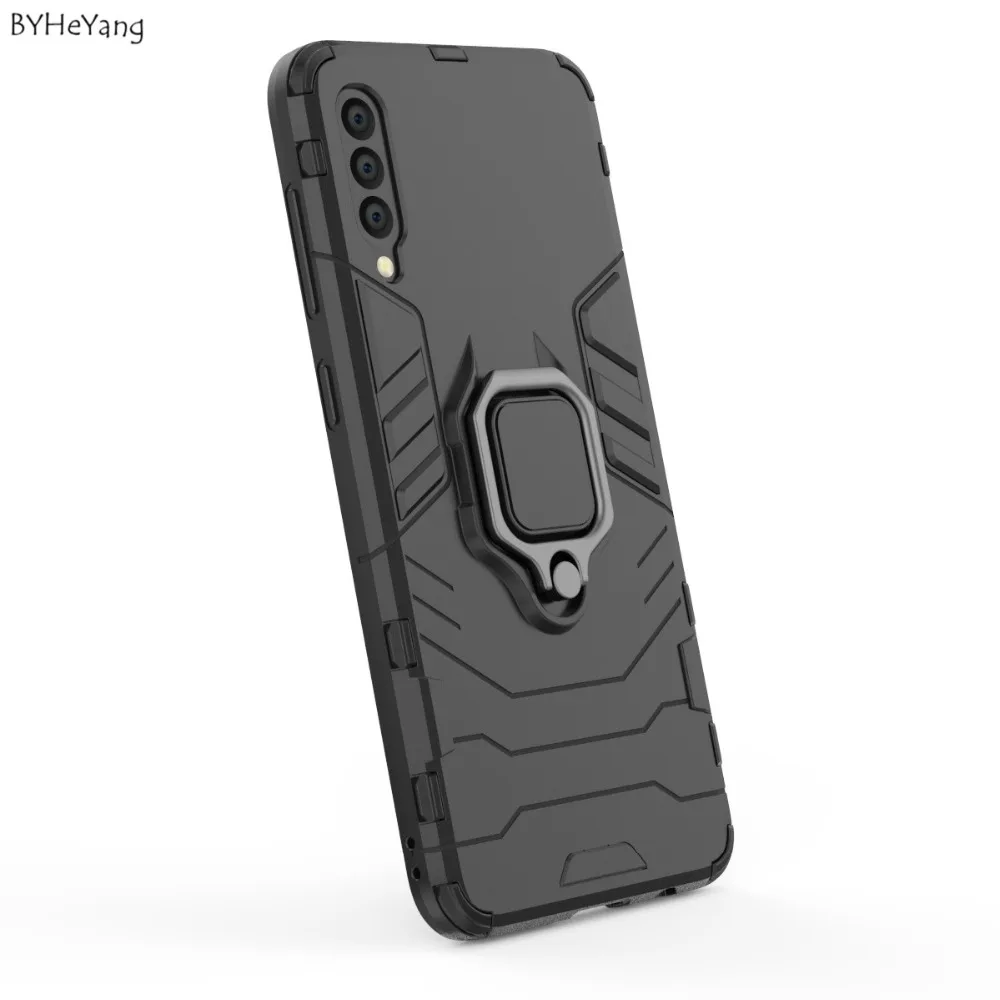 Чехол для Samsung a50 с металлическим кольцом и подставкой автомобиля силиконовый