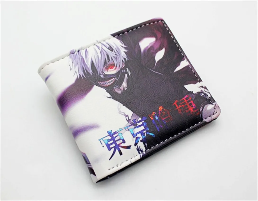 Аниме Токийский вурдалак Kaneki Ken Pu короткий кошелек Двойные фото держатель для карт мальчиков девочек мужской принт слои кошелек Кнопка кожаные кошельки