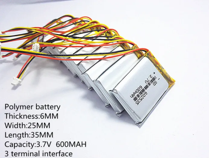 10 шт. стандартные перезаряжаемые литий полимерные аккумуляторы 602535 в 3 7 мАч 600 582535